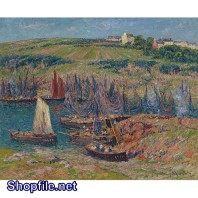 TSD3627 - Tranh sơn  dầu nước ngoài thuyền ra khơi